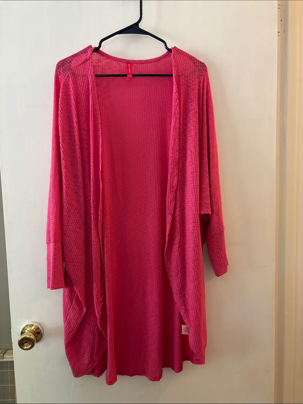 Ruby Ribbon Hot Pink Waffle Knit Open Cardigan